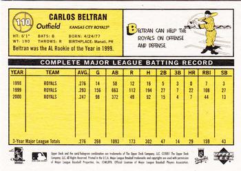 2001 Upper Deck Vintage #110 Carlos Beltran Back