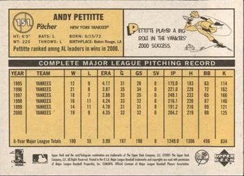 2001 Upper Deck Vintage #151 Andy Pettitte Back