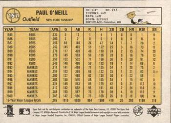 2001 Upper Deck Vintage #157 Paul O'Neill Back