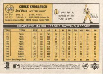 2001 Upper Deck Vintage #159 Chuck Knoblauch Back