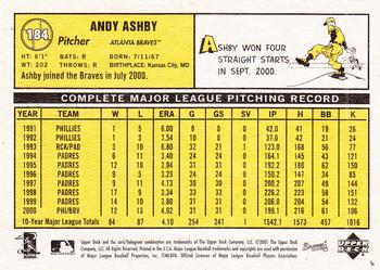 2001 Upper Deck Vintage #184 Andy Ashby Back