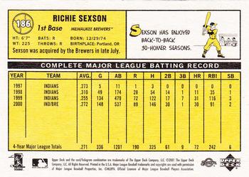 2001 Upper Deck Vintage #186 Richie Sexson Back