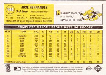 2001 Upper Deck Vintage #192 Jose Hernandez Back