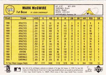 2001 Upper Deck Vintage #198 Mark McGwire Back