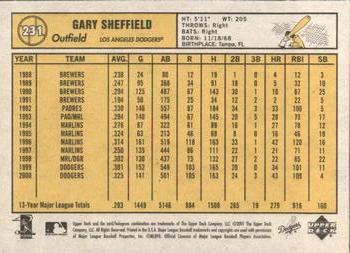 2001 Upper Deck Vintage #231 Gary Sheffield Back