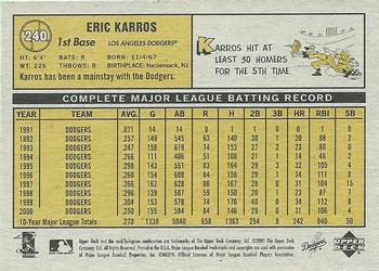 2001 Upper Deck Vintage #240 Eric Karros Back