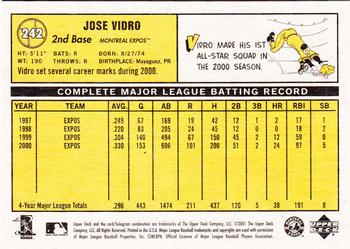 2001 Upper Deck Vintage #242 Jose Vidro Back