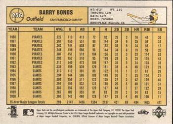 2001 Upper Deck Vintage #256 Barry Bonds Back