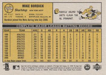 2001 Upper Deck Vintage #279 Mike Bordick Back
