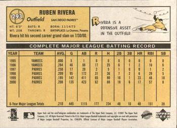 2001 Upper Deck Vintage #293 Ruben Rivera Back