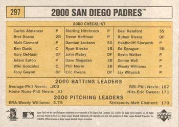 2001 Upper Deck Vintage #297 San Diego Padres Back