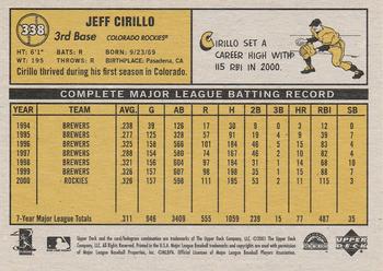 2001 Upper Deck Vintage #338 Jeff Cirillo Back