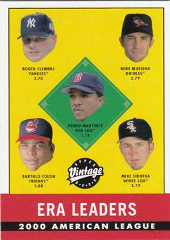2001 Upper Deck Vintage #397 Pedro Martinez / Roger Clemens / Mike Mussina / Bartolo Colon / Mike Sirotka Front