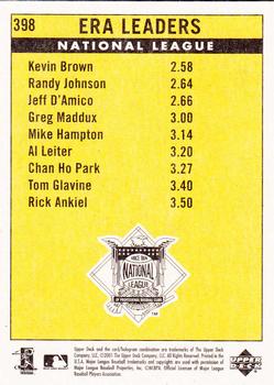 2001 Upper Deck Vintage #398 Kevin Brown / Randy Johnson / Greg Maddux / Jeff D'Amico / Mike Hampton Back