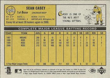 2001 Upper Deck Vintage #329 Sean Casey Back