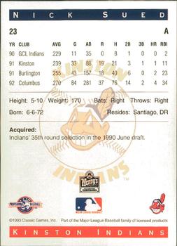 1993 Classic Best Kinston Indians #23 Nick Sued Back