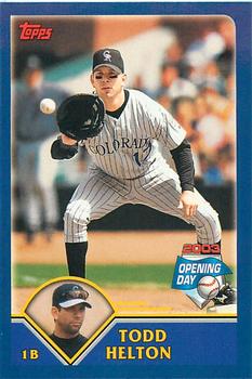 2003 Topps Opening Day - Mini Stickers #NNO Todd Helton Front