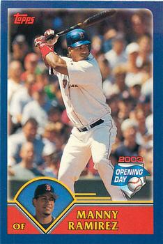 2003 Topps Opening Day - Mini Stickers #NNO Manny Ramirez Front