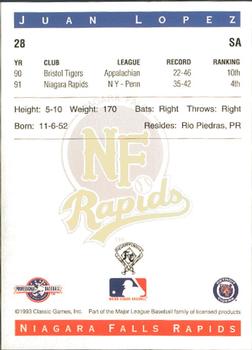 1993 Classic Best Niagara Falls Rapids #28 Juan Lopez Back