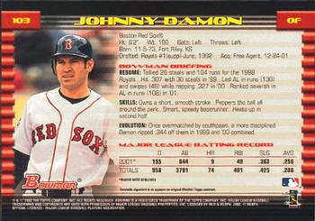 2002 Bowman #103 Johnny Damon Back