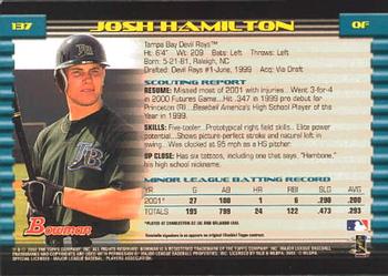 2002 Bowman #137 Josh Hamilton Back