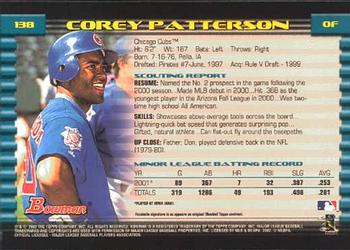 2002 Bowman #138 Corey Patterson Back
