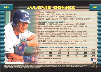 2002 Bowman #141 Alexis Gomez Back
