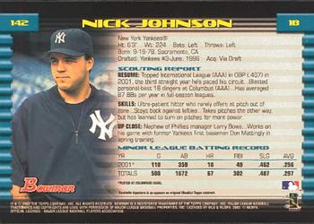 2002 Bowman #142 Nick Johnson Back