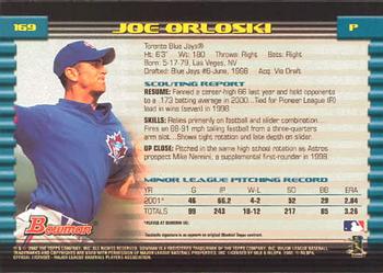 2002 Bowman #169 Joe Orloski Back