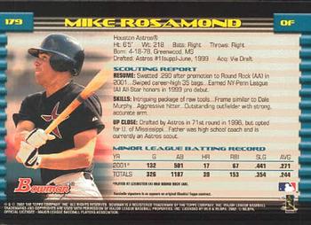 2002 Bowman #179 Mike Rosamond Back
