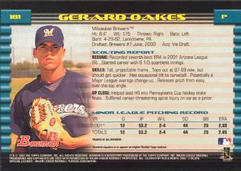 2002 Bowman #181 Gerard Oakes Back
