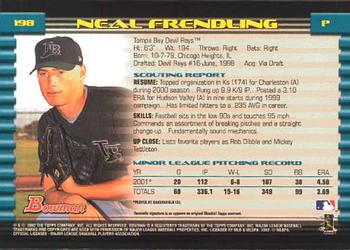 2002 Bowman #198 Neal Frendling Back