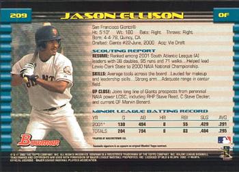 2002 Bowman #209 Jason Ellison Back