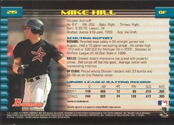 2002 Bowman #215 Mike Hill Back
