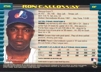 2002 Bowman #256 Ron Calloway Back