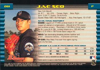 2002 Bowman #261 Jae Seo Back