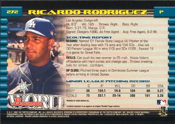 2002 Bowman #272 Ricardo Rodriguez Back