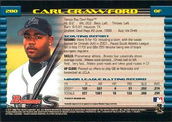 2002 Bowman #280 Carl Crawford Back