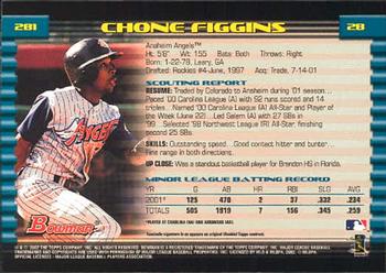 2002 Bowman #281 Chone Figgins Back
