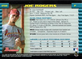 2002 Bowman #250 Joe Rogers Back