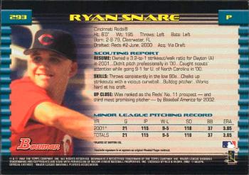 2002 Bowman #293 Ryan Snare Back