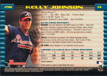 2002 Bowman #298 Kelly Johnson Back
