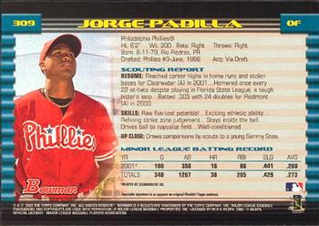 2002 Bowman #309 Jorge Padilla Back