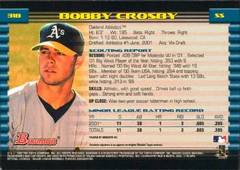 2002 Bowman #318 Bobby Crosby Back