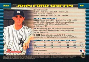 2002 Bowman #322 John-Ford Griffin Back