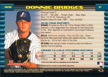 2002 Bowman #326 Donnie Bridges Back