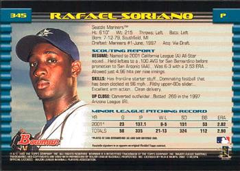 2002 Bowman #345 Rafael Soriano Back