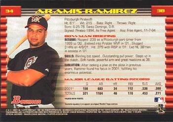 2002 Bowman #34 Aramis Ramirez Back