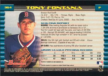 2002 Bowman #364 Tony Fontana Back