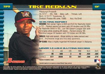 2002 Bowman #370 Tike Redman Back